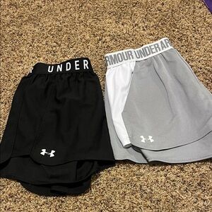 Under Armour Women's Gray and White Athletic Shorts